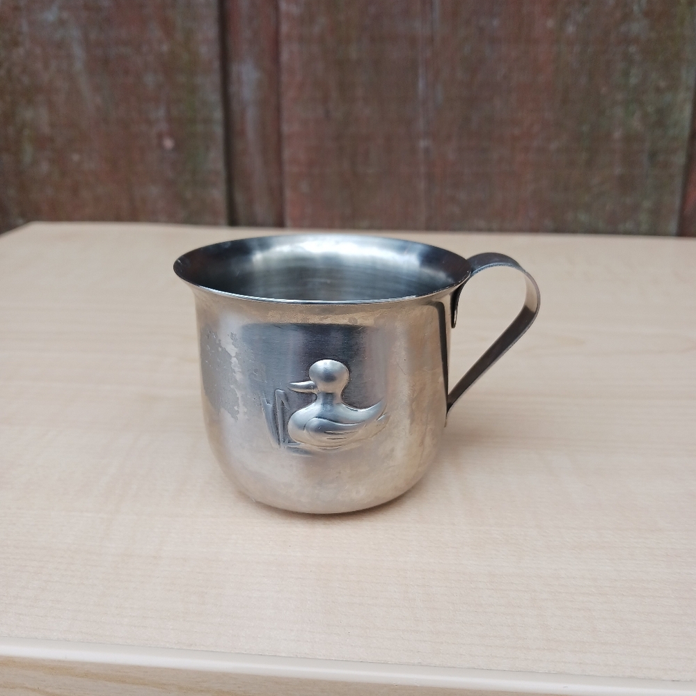 Vintage Selandia 18/8 Stainless Steel Child's Drinking Cup Duck Design‎ Japan
